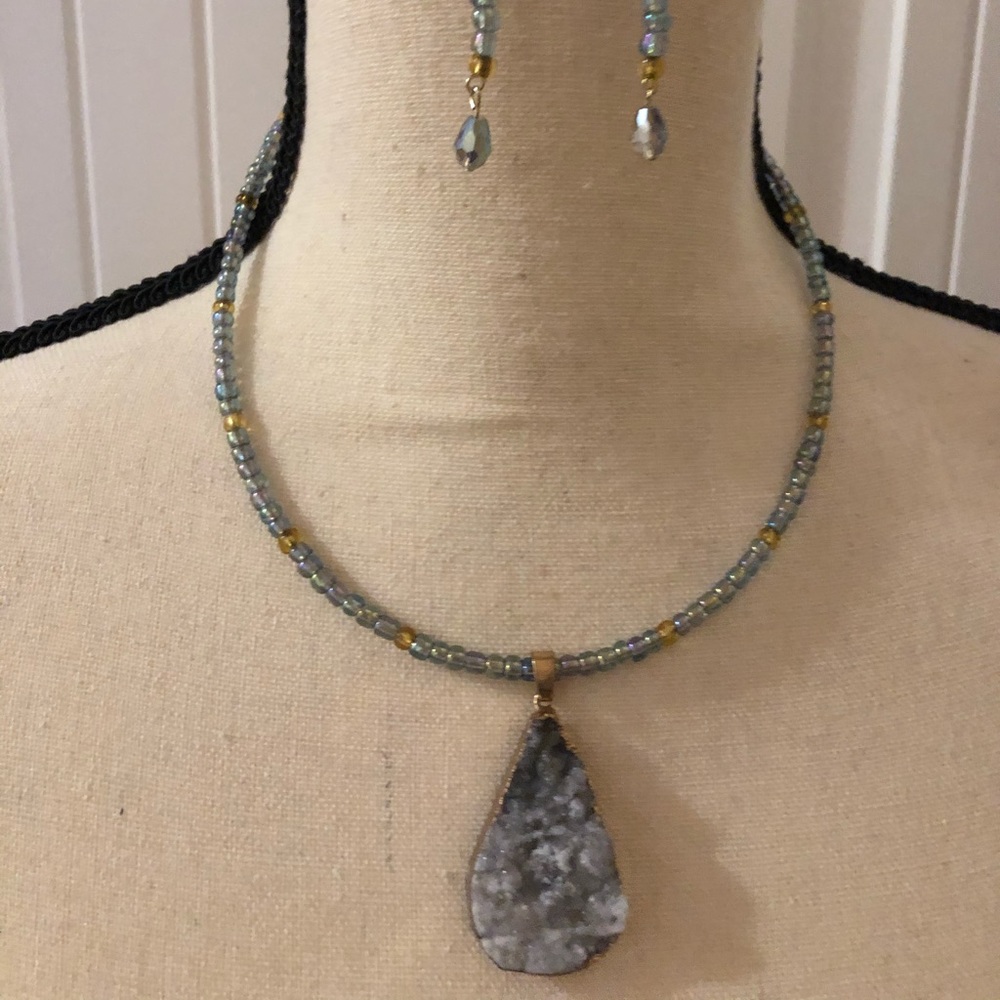 Glasshouse custom made necklace and earring set